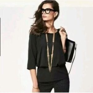 Cabi 5205 Indulgence Black 3/4 Sleeve Blouse Size S
